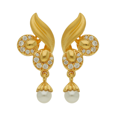 Sizzling Snowdrop Gold Earring White Stones